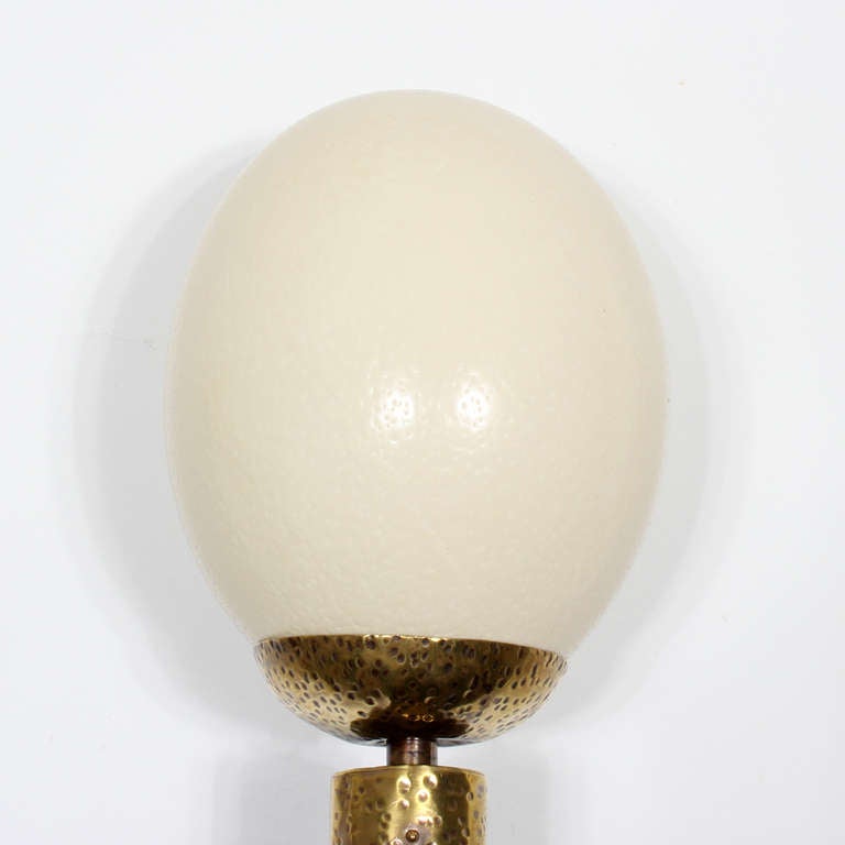 Late 20th Century Pair of Oryx Horn and Ostrich Egg Wall Sconces