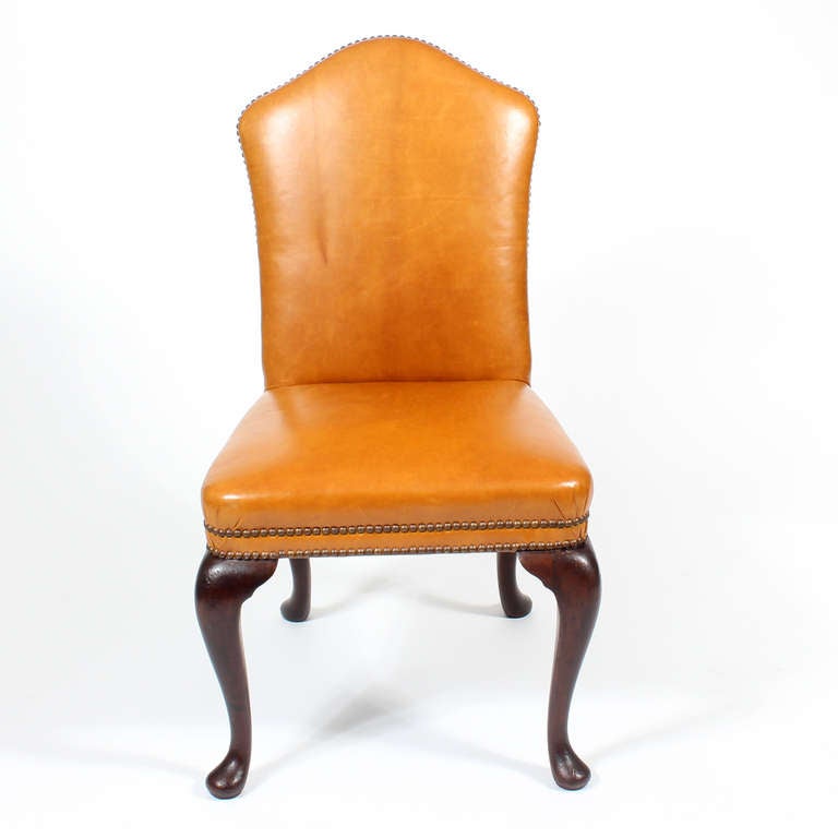 English Set of 4 Leather Georgian Style Chairs