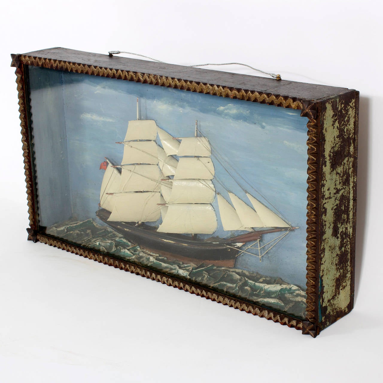 19th C. English Sailing Ship Diorama In Excellent Condition In Palm Beach, FL