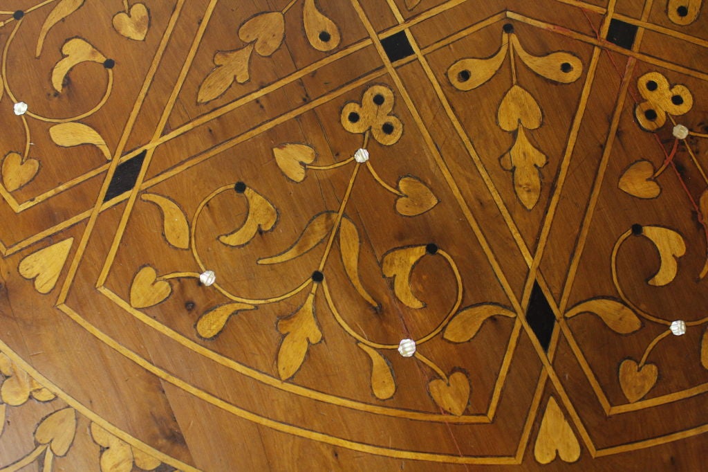 Mid-20th Century Round Inlaid Moorish or Moroccan Cedar Cocktail or Low Table