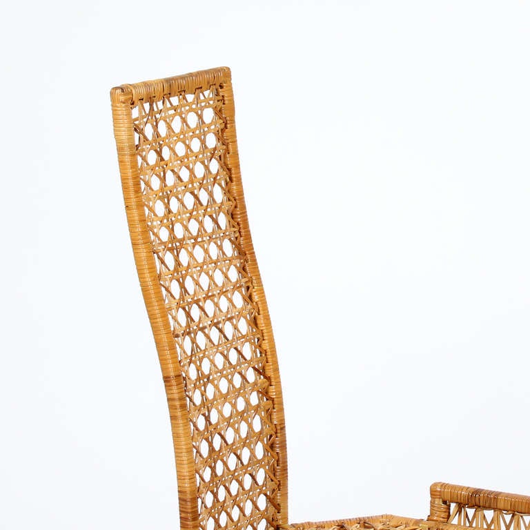 Set of 6 Modern Design Cane or Wicker Side Chairs In Excellent Condition In Palm Beach, FL