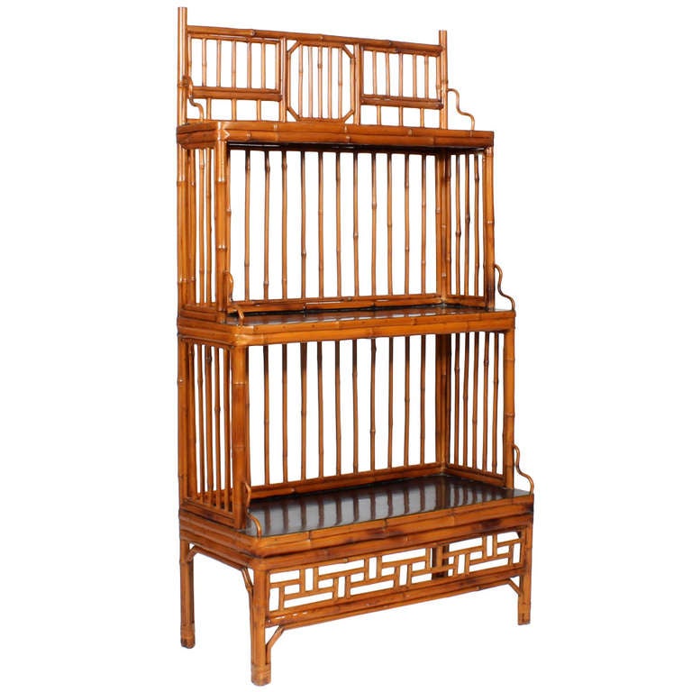 3 Tiered Rattan Bookcase or Set of Shelves at 1stdibs