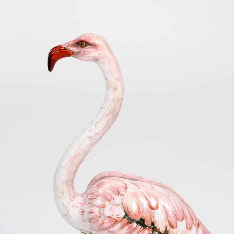Pair of Porcelain Egret and Flamingo Bird Figures 2