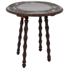Small Round Carved Anglo Indian Table