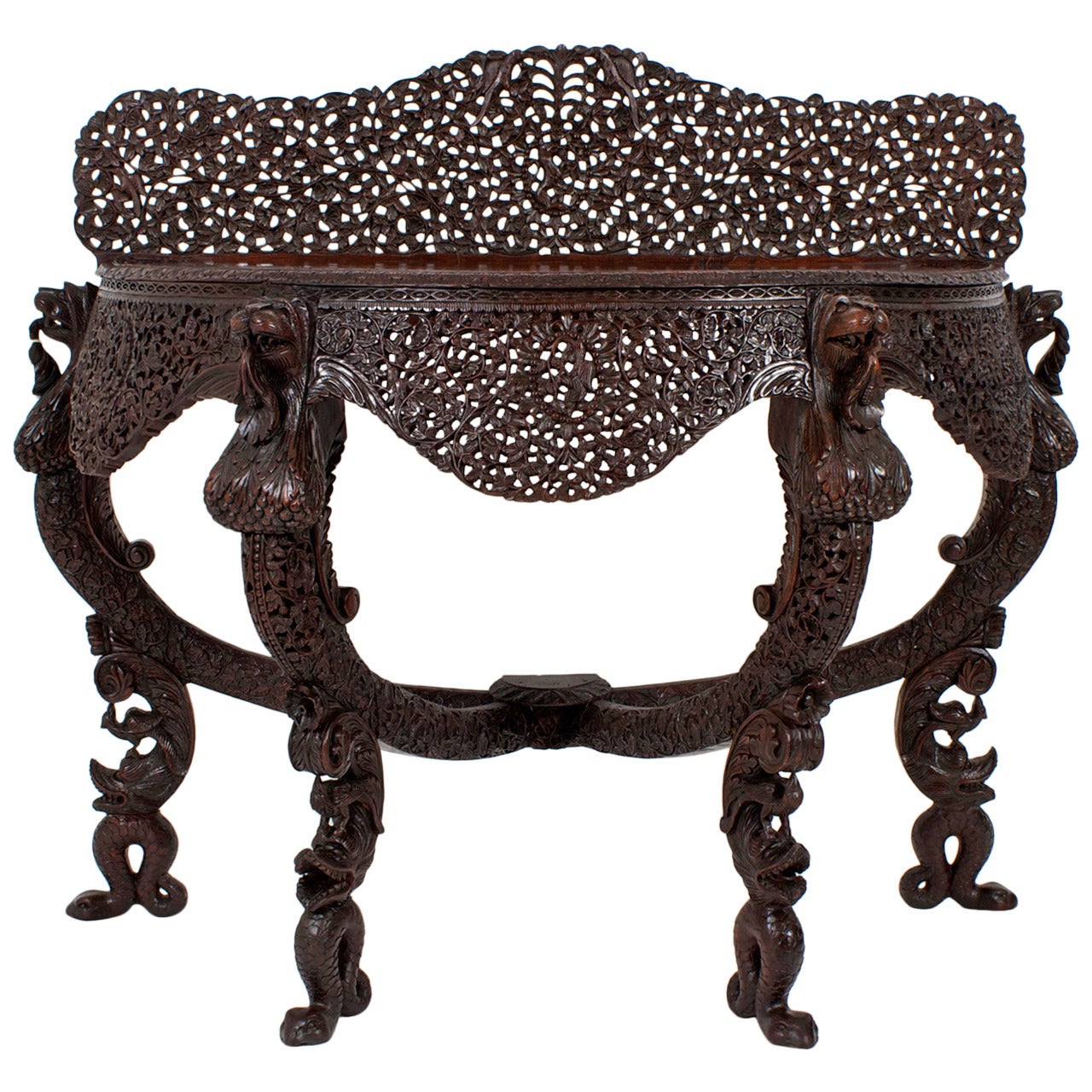 19th Century Anglo-Indian Carved Console Table