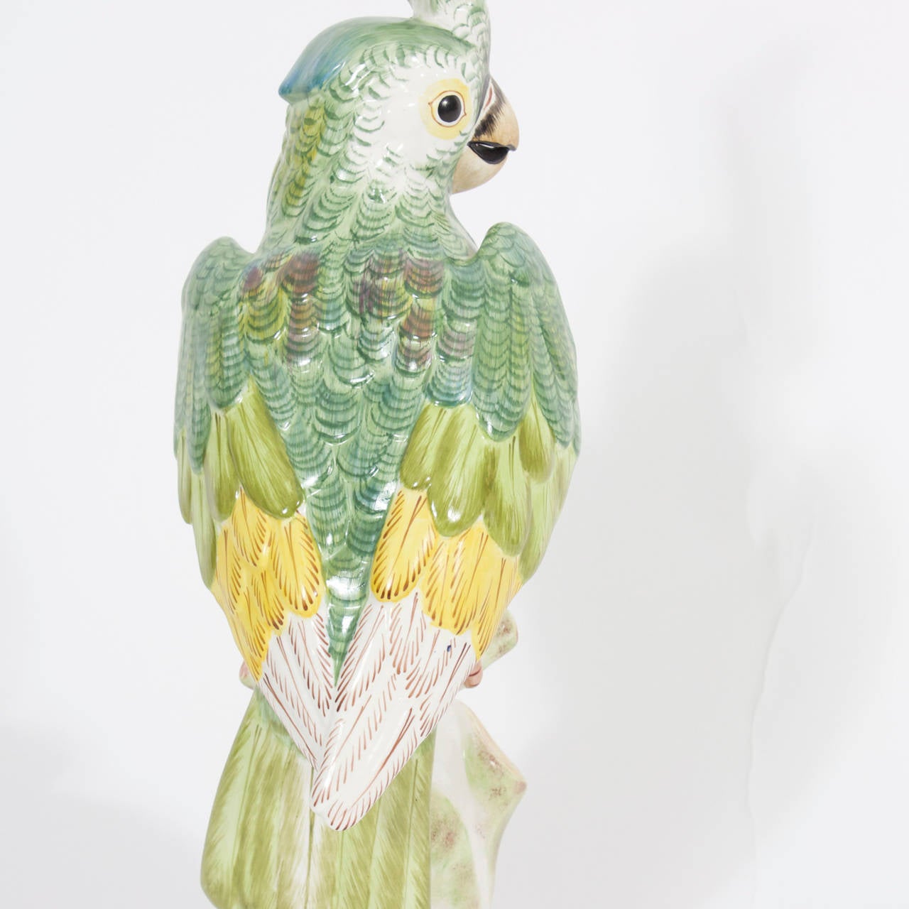 Italian Porcelain Parrot on Tree Trunk 4