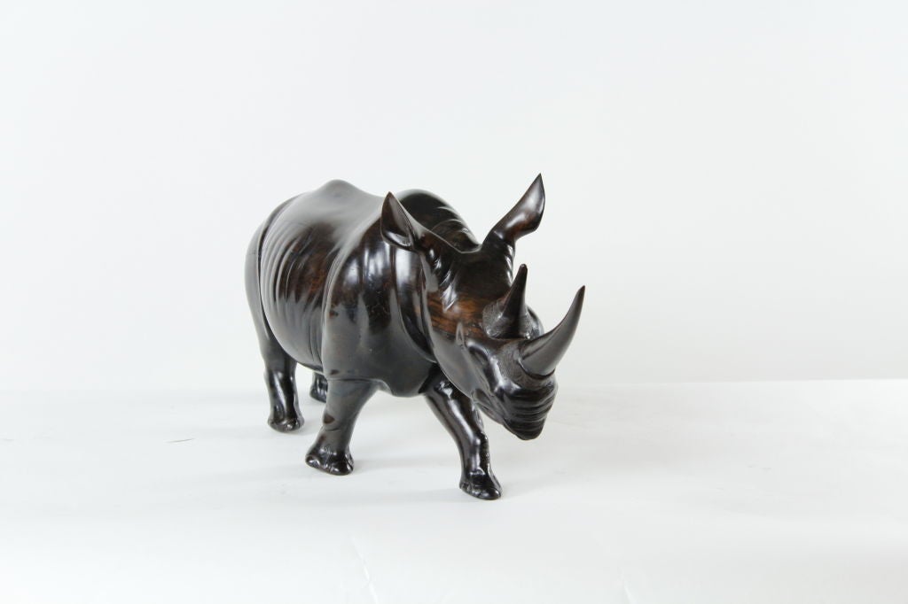 South African Sculptural Carved Rosewood Rhinoceros