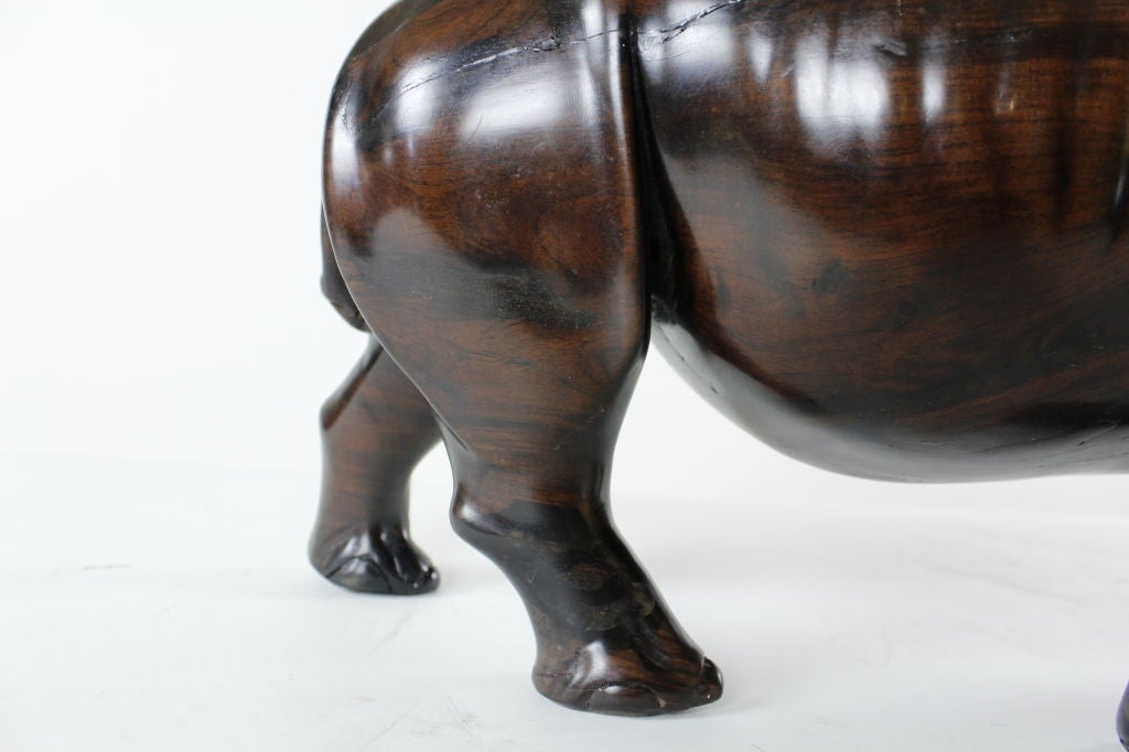 Sculptural Carved Rosewood Rhinoceros 2