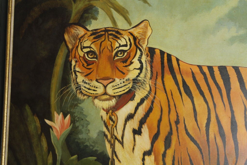 American Huge Stunning Tiger Painting by William E. Skilling