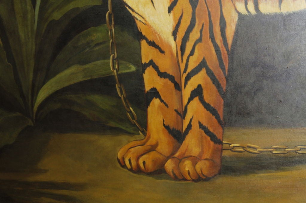 Mid-20th Century Huge Stunning Tiger Painting by William E. Skilling