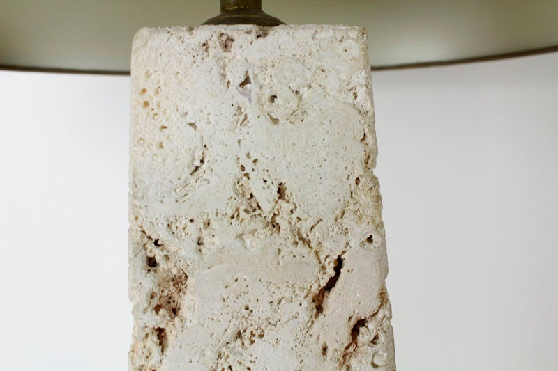 Three-Part Coquina Stone Floor Lamp In Excellent Condition In Palm Beach, FL