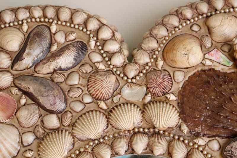 Rustic Heart Shaped Shell Encrusted Mirror