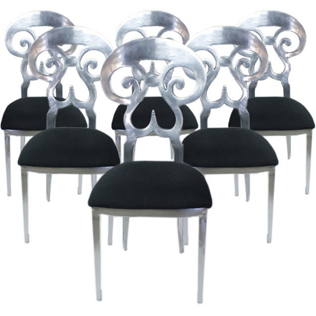 Set of 6 Custom Aluminum Biedermeier Style Dining Chairs