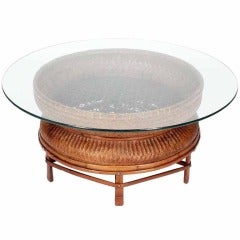 Round Asian Tea Basket Cocktail or Coffee Table