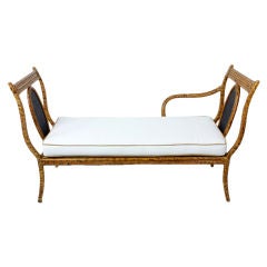 Wicker Covered Iron Chaise Longues
