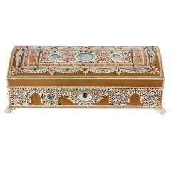 Anglo Indian Sandalwood Box with Ivory Paintings of  Taj Mahal