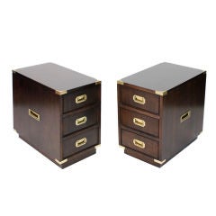 A Pair of Mahogany Campaign Style Tables or Chests