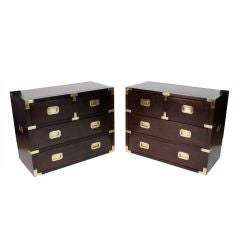 Pair of Mahogany Campaign Style Chests