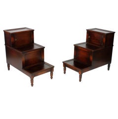 Antique A Pair of Mahogany Bed Step Side Tables