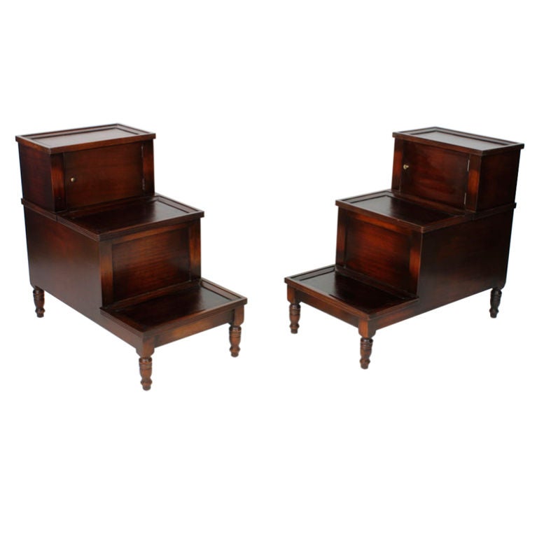 A Pair of Mahogany Bed Step Side Tables