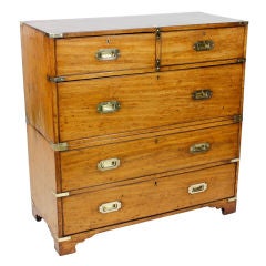 A 19th C. Bleached Mahogany 2 Part Campaign Chest