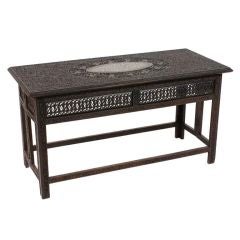A Well Carved Anglo Indian Collapsable Table with Ivory Inlay