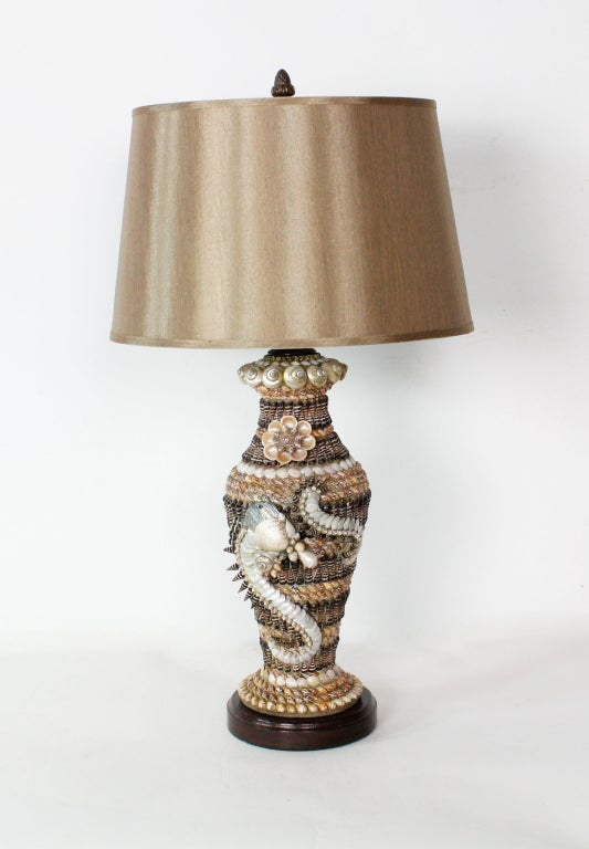 Asian Pair of Vintage Seashell Lamps