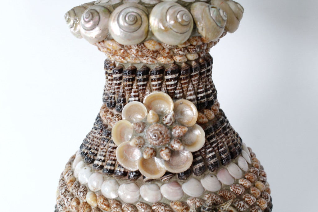 Mid-20th Century Pair of Vintage Seashell Lamps