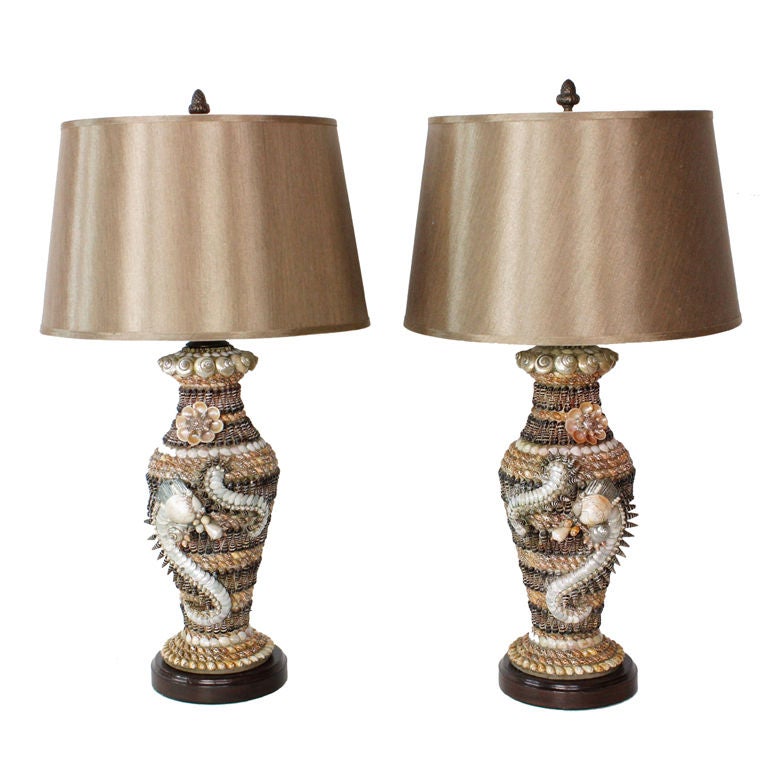Pair of Vintage Seashell Lamps