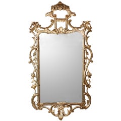 Large Carved Silver Gilt Chinese Chippendale Style Mirror 12