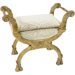 Large Carved and Gilt Italian Early to Mid 20th C. Bench