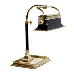 A Large Rectangular Shaped Brass Desk Lamp with Fist