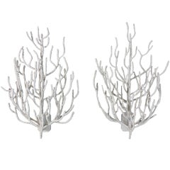 Huge Pair of Custom Studio Design Faux Coral Wall Sconces