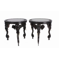 Antique A Pair of Anglo Indian Carved Tables