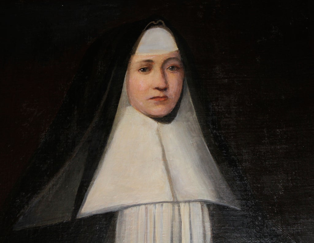 A Pair of Full Length Paintings of Late 18th C. Young Nuns 1