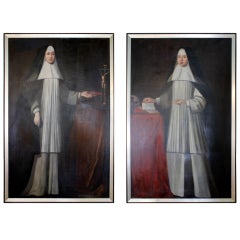 Used A Pair of Full Length Paintings of Late 18th C. Young Nuns