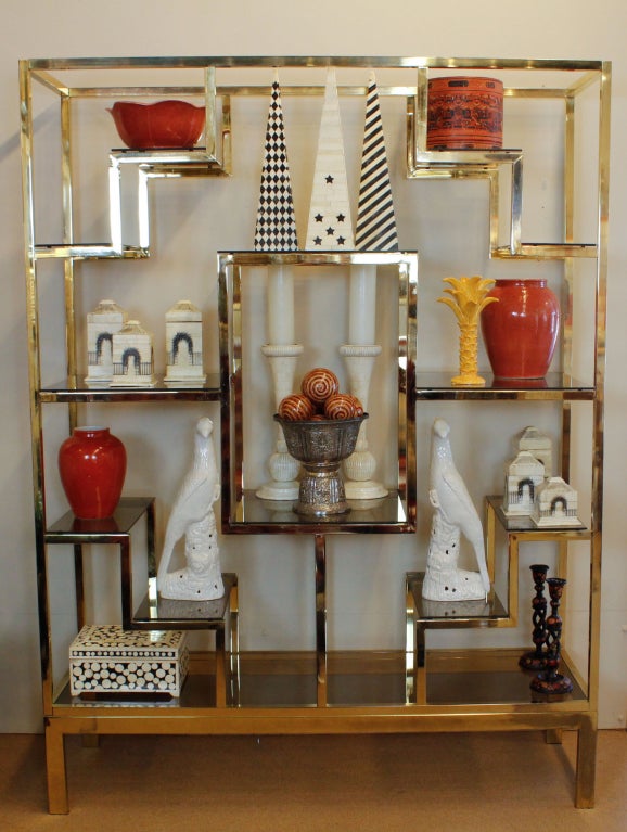 Baughman Style Brass Plated Display Shelves 6