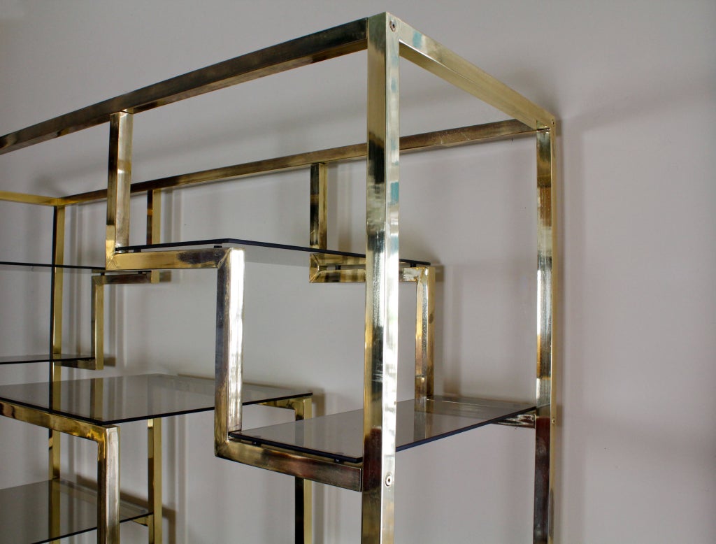 American Baughman Style Brass Plated Display Shelves