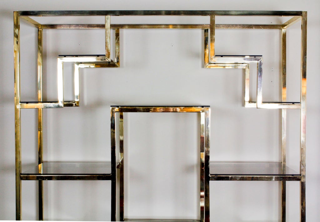 Mid-20th Century Baughman Style Brass Plated Display Shelves