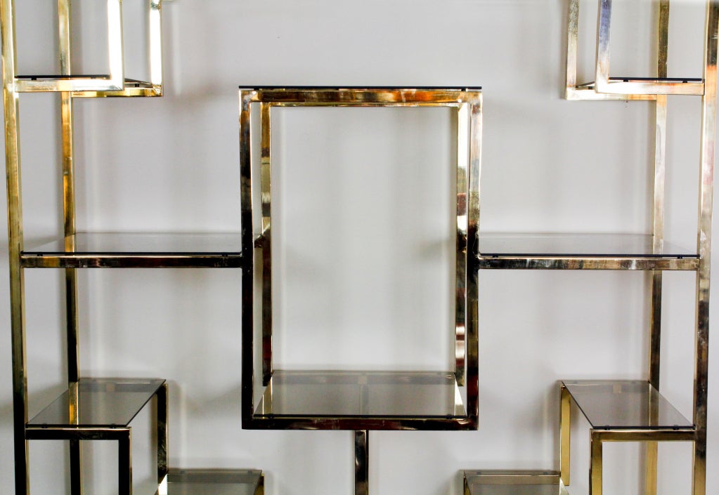 Baughman Style Brass Plated Display Shelves 1