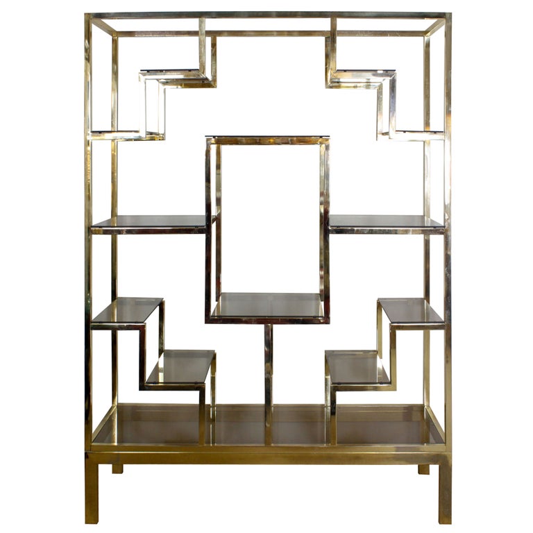 Baughman Style Brass Plated Display Shelves at 1stDibs