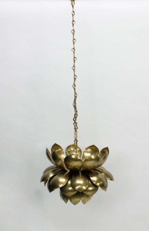American Pair of Large Feldman Brass Lotus Lights, Lamps or Chandeliers