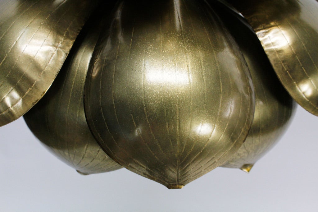 Pair of Large Feldman Brass Lotus Lights, Lamps or Chandeliers 3