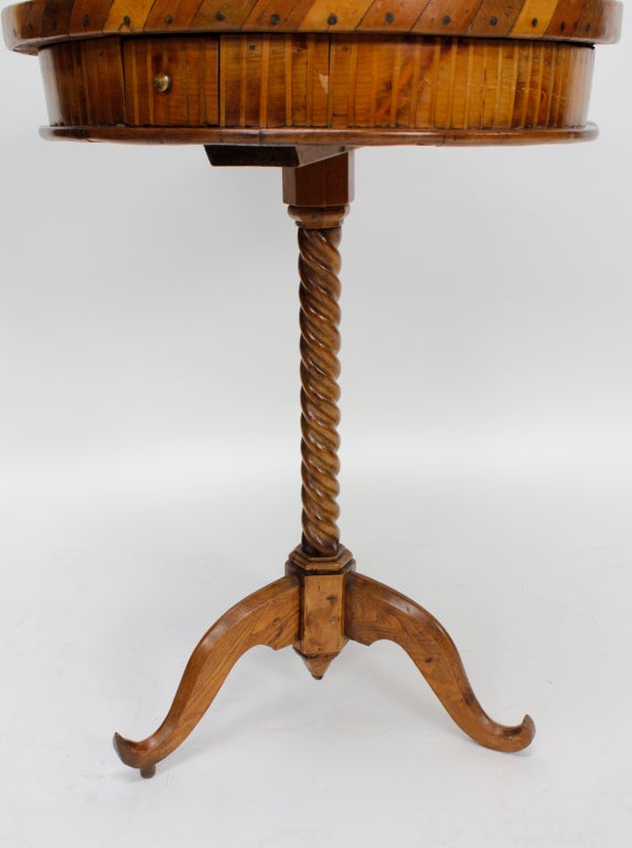 19th Century Three Drawer Italian Checkerboard Top Candle Stand