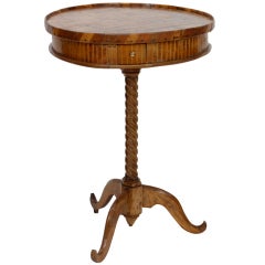 Antique Three Drawer Italian Checkerboard Top Candle Stand