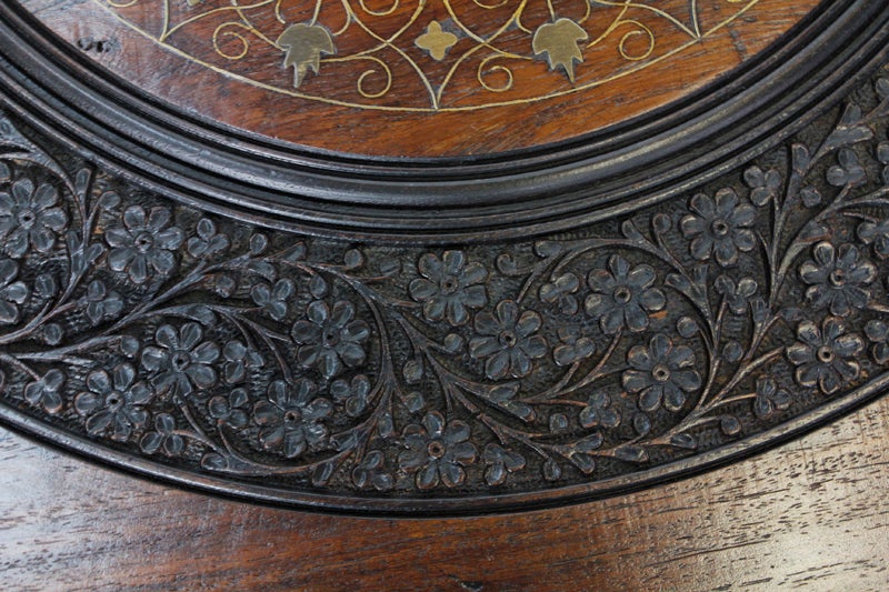 Carved Anglo-Indian Large Round Low Table 2