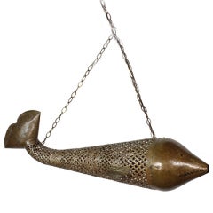 Pierced and Etched Brass Hanging Fish Accent Light