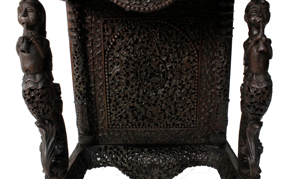 19th Century Carved Anglo-Indian Davenport Desk 1