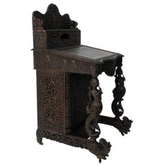 19th Century Carved Anglo-Indian Davenport Desk 6