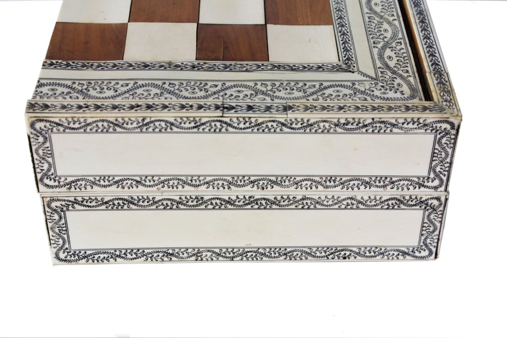 Anglo Indian Ivory And Sandalwood Checker And Backgammon Box 1
